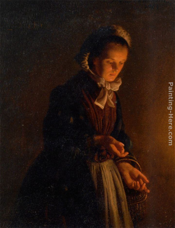 Petrus Van Schendel A Servant Girl by Candle Light